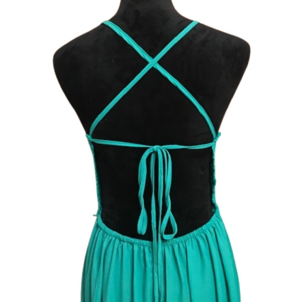 NWT Cupshe Women's Kelly Green Crochet Backless Lace-Up Maxi Dress Size Large - Picture 8 of 14